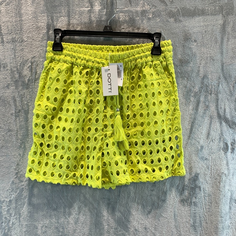 Dotti Women's Swimsuit Cover Up Shorts S Open Dot Citrine 100% Cotton Drawstring